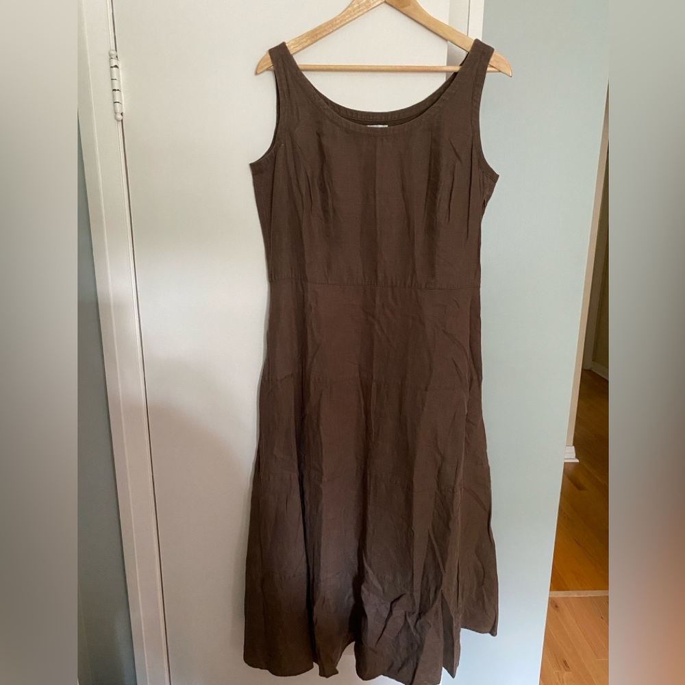 Talbots brown linen sleeveless dress
